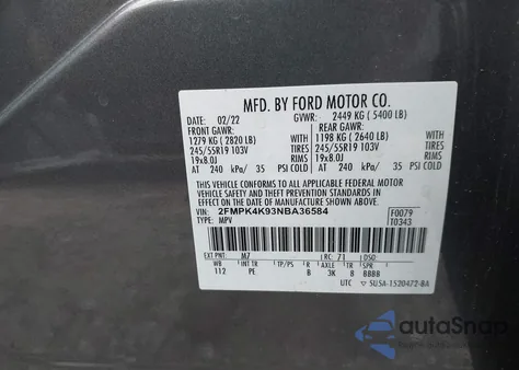 2022 Ford Edge Titanium from USA, damaged, VIN 2FMPK4K93NBA36584